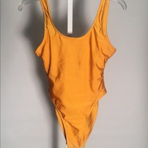 Yellow Open Back One Piece Swimsuit